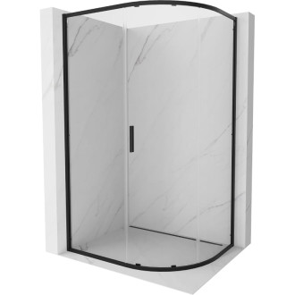 Mexen Exo půlkruhový asymetrický posuvný sprchový kout 120 x 80 cm, průhledný, černý - 8131-120-080-70-00