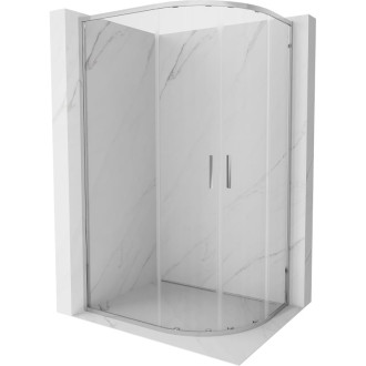 Mexen Exo půlkruhový asymetrický posuvný sprchový kout 120 x 80 cm, průhledný, chrom - 8132-120-080-01-00