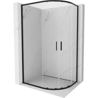 Mexen Exo půlkruhový asymetrický posuvný sprchový kout 120 x 80 cm, průhledný, černý - 8132-120-080-70-00