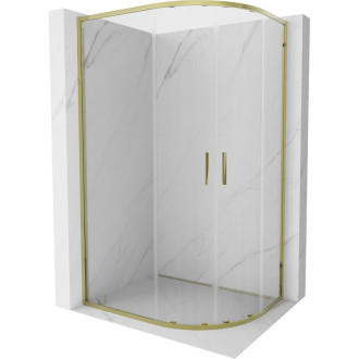 Mexen Exo půlkruhový posuvný sprchový kout 120 x 80 cm, průhledný, zlatý - 8132-120-080-50-00