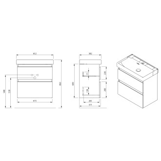 ALTAIR umyvadlová skříňka 61,5x60x37cm, dub emporio