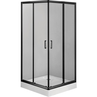 Deante Čtvercový sprchový kout Funkia nero, čiré sklo + vanička, 80×80 cm KDDZN42K