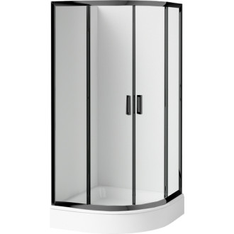 Deante Čtvrtkruhový sprchový kout Funkia nero, čiré sklo +  vanička, 90 × 90 cm KDDZN51K
