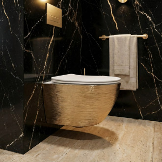 Rea Carlo Flat toaletní mísa, broušená zlatá REA-C6942