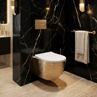 Rea Carlo Flat toaletní mísa, broušená zlatá REA-C6942