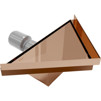 Mexen Flat-T M13 wpust podłogowy trójkątny 20 x 20 cm, różowe złoto - 1610320