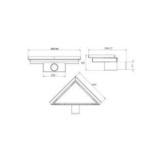 Mexen Flat-T M13 wpust podłogowy trójkątny 20 x 20 cm, różowe złoto - 1610320