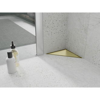 Mexen Flat-T M13 wpust podłogowy trójkątny 20 x 20 cm, złoty szczotkowany - 1A10320