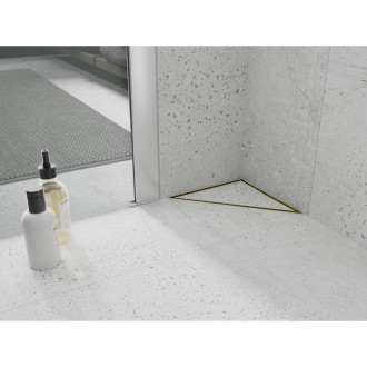 Mexen Flat-T M13 wpust podłogowy trójkątny 20 x 20 cm, złoty szczotkowany - 1A10320