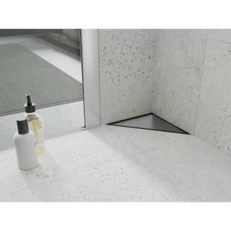 Mexen Flat-T M13 wpust podłogowy trójkątny 20 x 20 cm, gun gray szczotkowany - 1E10320