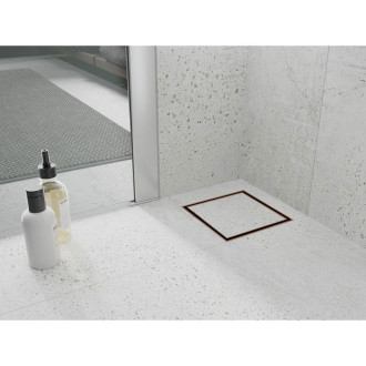 Mexen Flat-Q M13 wpust podłogowy kwadratowy 12 x 12 cm, różowe złoto - 1610012