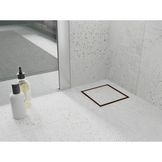 Mexen Flat-Q M13 wpust podłogowy kwadratowy 15 x 15 cm, różowe złoto - 1610015