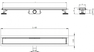 Mexen Flat M33 lineární odtok 80 cm, černý - 1733080-15