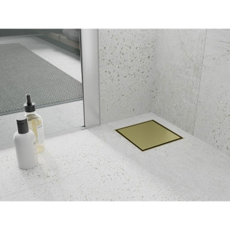 Mexen Flat-Q M13 wpust podłogowy kwadratowy 12 x 12 cm, złoty szczotkowany - 1A10012