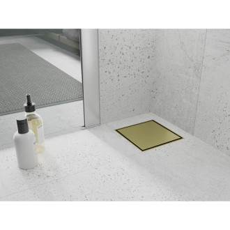 Mexen Flat-Q M13 wpust podłogowy kwadratowy 15 x 15 cm, złoty szczotkowany - 1A10015