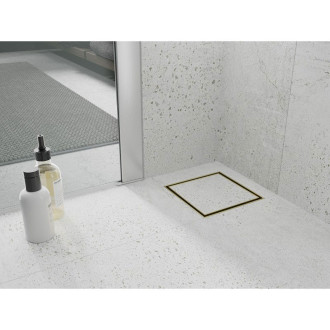 Mexen Flat-Q M13 wpust podłogowy kwadratowy 15 x 15 cm, złoty szczotkowany - 1A10015