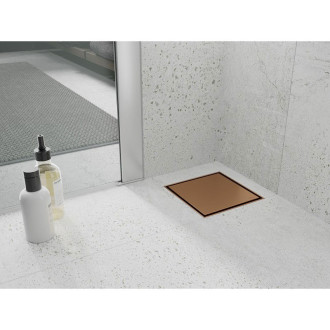 Mexen Flat-Q M13 wpust podłogowy kwadratowy 15 x 15 cm, miedź szczotkowana - 1C10015