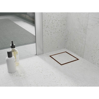 Mexen Flat-Q M13 wpust podłogowy kwadratowy 15 x 15 cm, miedź szczotkowana - 1C10015