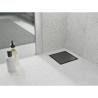 Mexen Flat-Q M13 wpust podłogowy kwadratowy 12 x 12 cm, gun gray szczotkowany - 1E10012