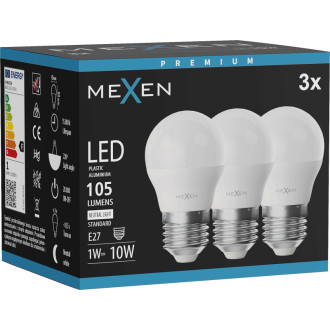 Mexen Nova 3x LED žárovka E27, G45, 1W, neutrální - 4000K, 105 lm - L101-E27-0140-01x03