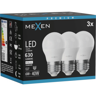 Mexen Nova 3x LED žárovka E27, G45, 6W, neutrální - 4000K, 630 lm - L101-E27-0640-01x03