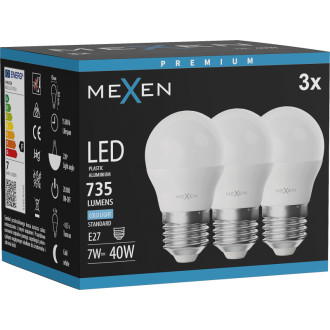 Mexen Nova 3x LED žárovka E27, G45, 7W, studená - 6500K, 735 lm - L101-E27-0765-01x03