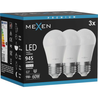 Mexen Nova 3x LED žárovka E27, G45, 9W, neutrální - 4000K, 945 lm - L101-E27-0940-01x03
