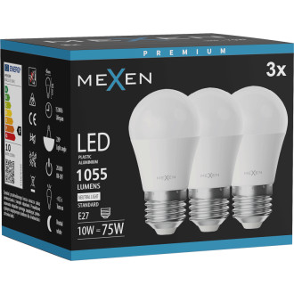 Mexen Nova 3x LED žárovka E27, G45, 10W, neutrální - 4000K, 1055 lm - L101-E27-1040-01x03