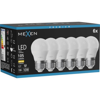Mexen Nova 6x LED žárovka E27, G45, 1W, teplá - 3000K, 105 lm - L101-E27-0130-01x06