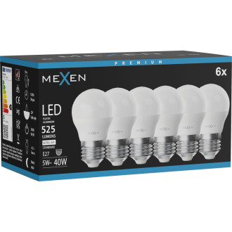 Mexen Nova 6x LED žárovka E27, G45, 5W, neutrální - 4000K, 525 lm - L101-E27-0540-01x06