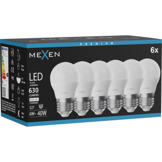 Mexen Nova 6x LED žárovka E27, G45, 6W, neutrální - 4000K, 630 lm - L101-E27-0640-01x06