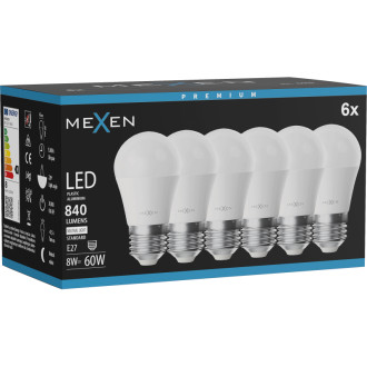 Mexen Nova 6x LED žárovka E27, G45, 8W, neutrální - 4000K, 840 lm - L101-E27-0840-01x06