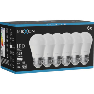 Mexen Nova 6x LED žárovka E27, G45, 9W, Neutrál - 4000K, 945 lm - L101-E27-0940-01x06