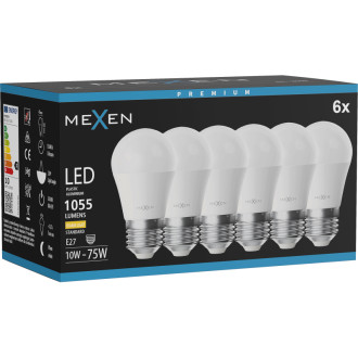 Mexen Nova 6x LED žárovka E27, G45, 10W, teplá - 3000K, 1055 lm - L101-E27-1030-01x06