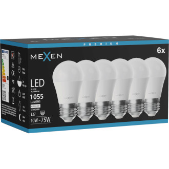 Mexen Nova 6x LED žárovka E27, G45, 10W, neutrální - 4000K, 1055 lm - L101-E27-1040-01x06