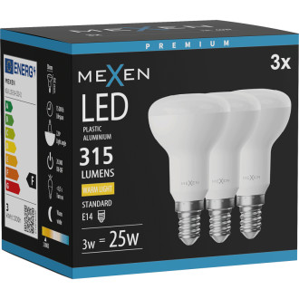Mexen Nova 3x LED žárovka E14, R50, 3W, teplá - 3000K, 315 lm - L103-E14-0330-01x03