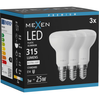 Mexen Nova 3x LED žárovka E14, R50, 3W, neutrální - 4000K, 315 lm - L103-E14-0340-01x03