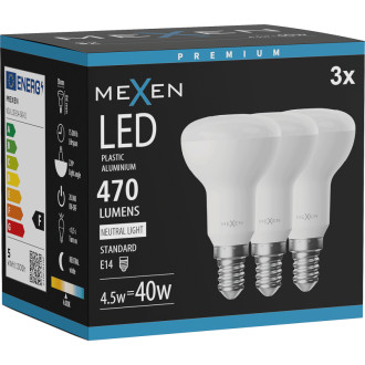 Mexen Nova 3x LED žárovka E14, R50, 4,5W, neutrální - 4000K, 470 lm - L103-E14-0540-01x03