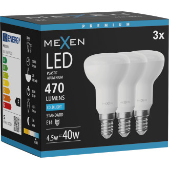 Mexen Nova 3x LED žárovka E14, R50, 4,5W, studená - 6500K, 470 lm - L103-E14-0565-01x03