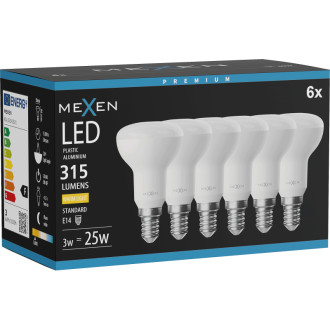 Mexen Nova 6x LED žárovka E14, R50, 3W, teplá - 3000K, 315 lm - L103-E14-0330-01x06