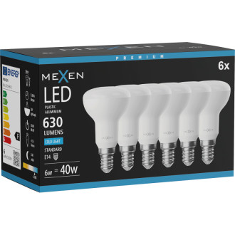 Mexen Nova 6x LED žárovka E14, R50, 6W, Studená - 6500K, 630 lm - L103-E14-0665-01x06