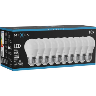 Mexen Nova 10x LED žárovka E27, G45, 1W, neutrální - 4000K, 105 lm - L101-E27-0140-01x10