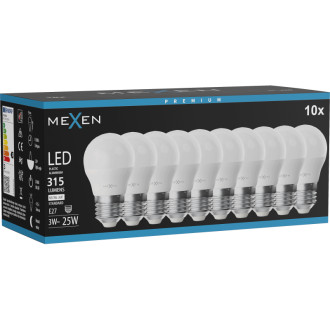 Mexen Nova 10x LED žárovka E27, G45, 3W, neutrální - 4000K, 315 lm - L101-E27-0340-01x10