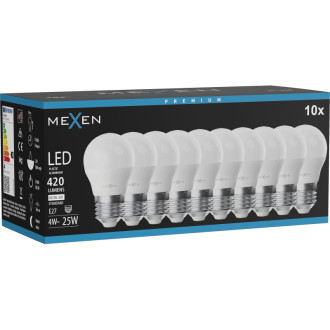 Mexen Nova 10x LED žárovka E27, G45, 4W, neutrální - 4000K, 420 lm - L101-E27-0440-01x10