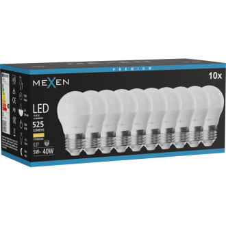 Mexen Nova 10x LED žárovka E27, G45, 5W, teplá - 3000K, 525 lm - L101-E27-0530-01x10
