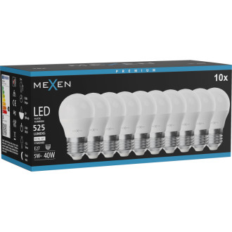 Mexen Nova 10x LED žárovka E27, G45, 5W, neutrální - 4000K, 525 lm - L101-E27-0540-01x10
