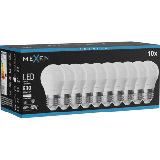 Mexen Nova 10x LED žárovka E27, G45, 6W, neutrální - 4000K, 630 lm - L101-E27-0640-01x10