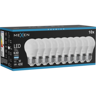 Mexen Nova 10x LED žárovka E27, G45, 6W, studená - 6500K, 630 lm - L101-E27-0665-01x10