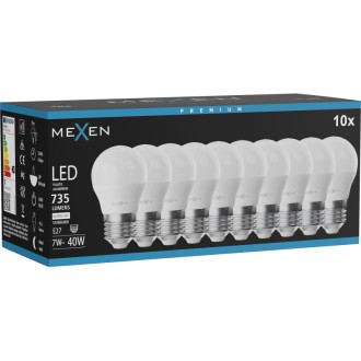 Mexen Nova 10x LED žárovka E27, G45, 7W, neutrální - 4000K, 735 lm - L101-E27-0740-01x10