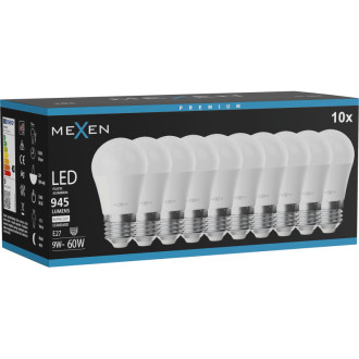 Mexen Nova 10x LED žárovka E27, G45, 9W, neutrální - 4000K, 945 lm - L101-E27-0940-01x10